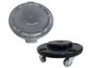 CRUSADER ROUND TRASH CANS - LIDS &amp; DOLLY