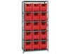 SHELVING UNITS WITH STACKABLE STORAGE BINS