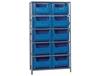 SHELVING UNITS WITH STACKABLE STORAGE BINS