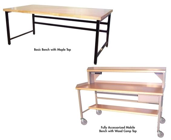 HEAVY-DUTY WORK BENCHES - BASIC BENCHES WITH PLASTIC SE TOP