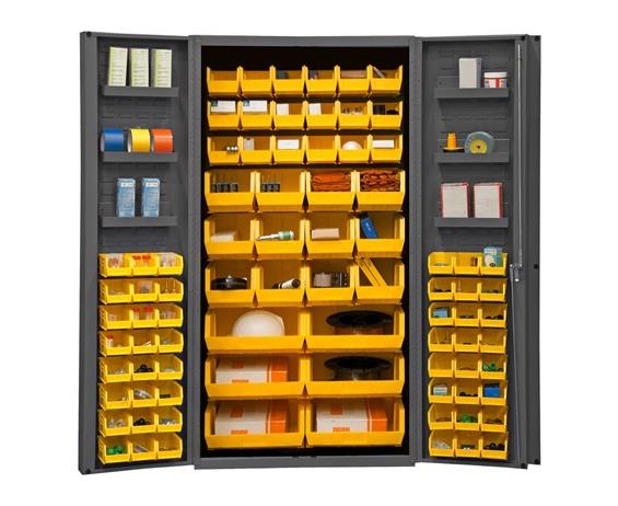 HEAVY DUTY ALL-WELDED BIN &amp; SHELF 14 GA. STEEL STORAGE CABINETS