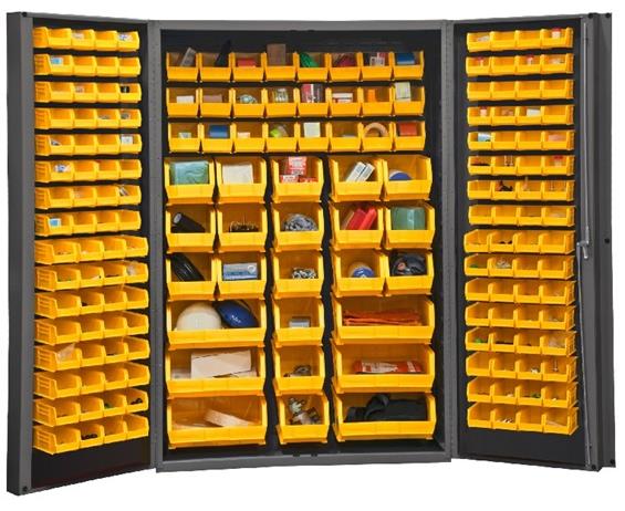 HEAVY DUTY ALL-WELDED BIN &amp; SHELF 14 GA. STEEL STORAGE CABINETS