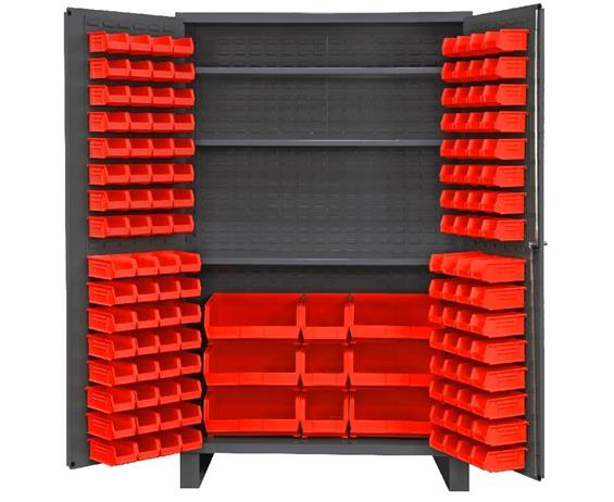 HEAVY DUTY ALL-WELDED BIN &amp; SHELF 14 GA. STEEL STORAGE CABINETS