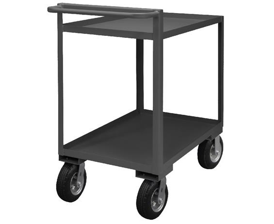 2 SHELF STOCK CARTS WITH RAISED HANDLES