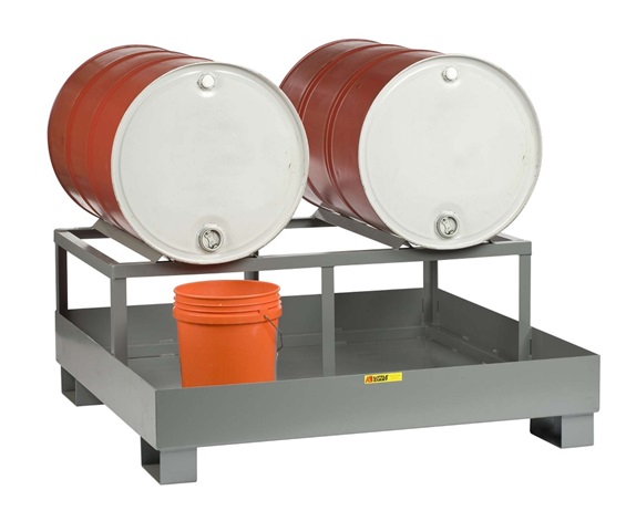 ALL-WELDED SPILL CONTROL PLATFORM WITH DRUM RACK