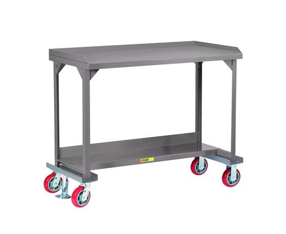 ALL-WELDED MOBILE WORKBENCH WITH BACK AND END STOPS