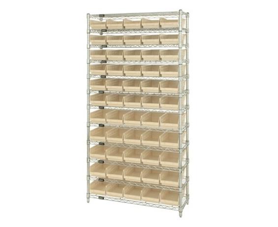 CHROME WIRE SHELVING UNITS WITH SHELF BINS