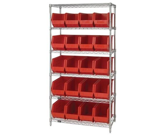 CHROME WIRE SHELVING UNITS WITH ULTRA BINS