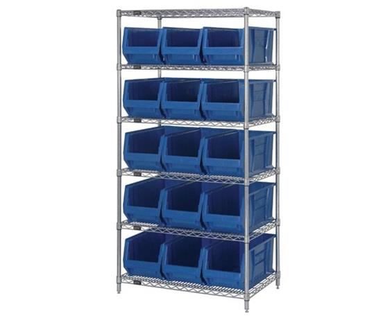CHROME WIRE SHELVING UNITS WITH HULK CONTAINERS