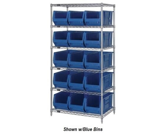 CHROME WIRE SHELVING UNITS WITH HULK CONTAINERS