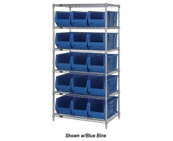 CHROME WIRE SHELVING UNITS WITH HULK CONTAINERS