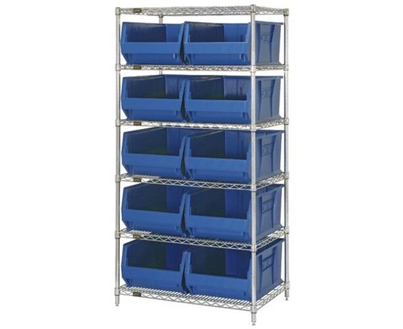 CHROME WIRE SHELVING UNITS WITH HULK CONTAINERS