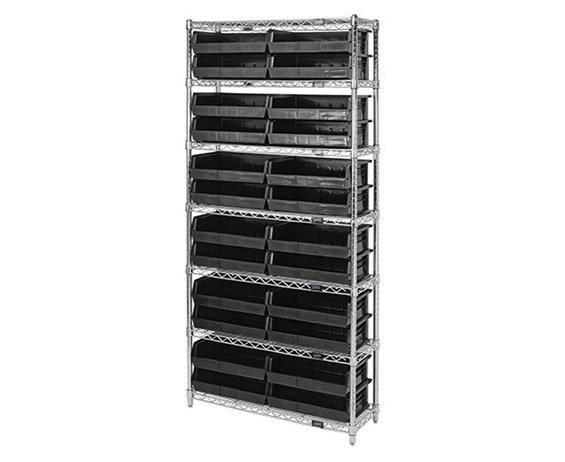 CHROME WIRE SHELVING UNITS WITH ULTRA BINS