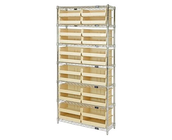 CHROME WIRE SHELVING UNITS WITH ULTRA BINS