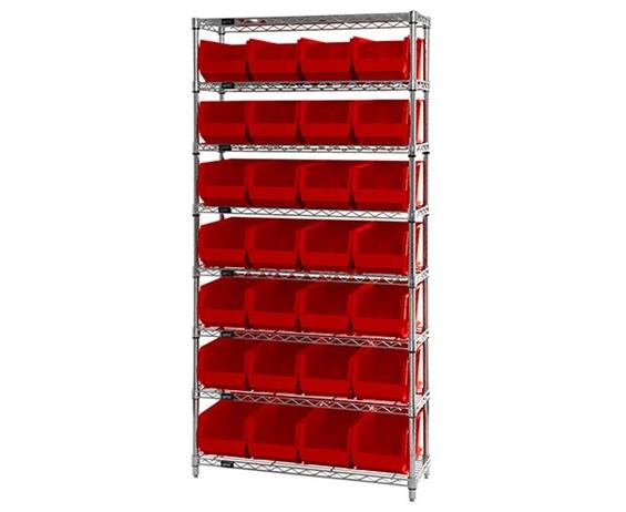 CHROME WIRE SHELVING UNITS WITH ULTRA BINS