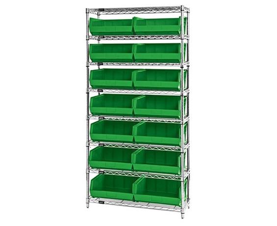 CHROME WIRE SHELVING UNITS WITH ULTRA BINS