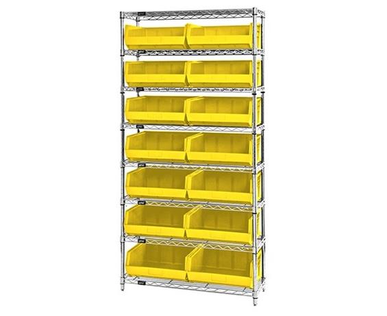 CHROME WIRE SHELVING UNITS WITH ULTRA BINS