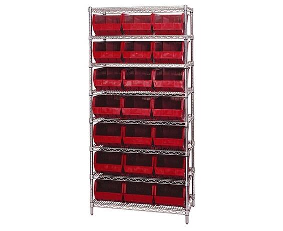 CHROME WIRE SHELVING UNITS WITH ULTRA BINS