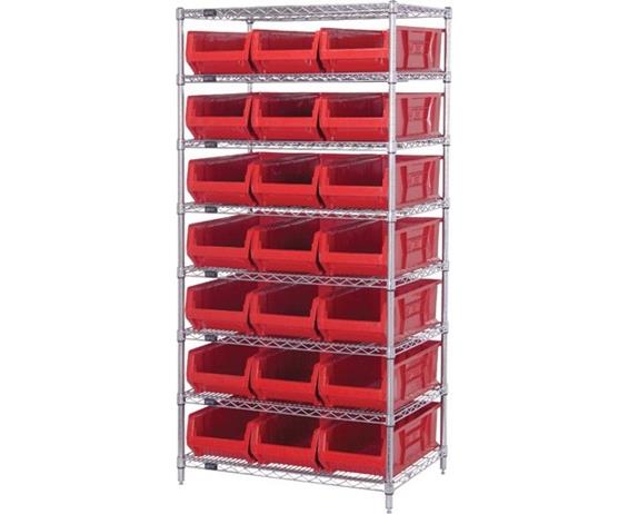 CHROME WIRE SHELVING UNITS WITH HULK CONTAINERS