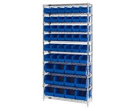 CHROME WIRE SHELVING UNITS WITH ULTRA BINS