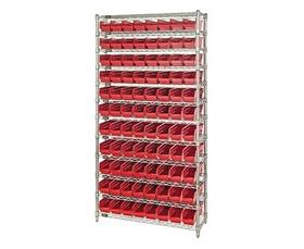CHROME WIRE SHELVING UNITS WITH SHELF BINS