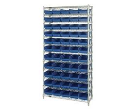 CHROME WIRE SHELVING UNITS WITH SHELF BINS
