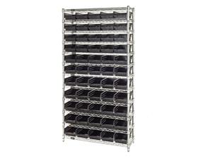 CHROME WIRE SHELVING UNITS WITH SHELF BINS