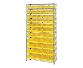CHROME WIRE SHELVING UNITS WITH SHELF BINS