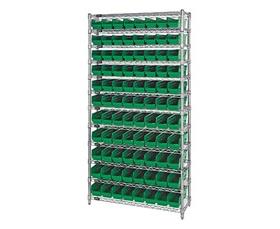 CHROME WIRE SHELVING UNITS WITH SHELF BINS