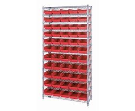 CHROME WIRE SHELVING UNITS WITH SHELF BINS