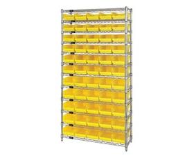 CHROME WIRE SHELVING UNITS WITH SHELF BINS