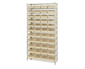 CHROME WIRE SHELVING UNITS WITH SHELF BINS