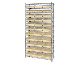 CHROME WIRE SHELVING UNITS WITH SHELF BINS