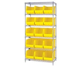 CHROME WIRE SHELVING UNITS WITH ULTRA BINS