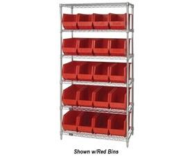 CHROME WIRE SHELVING UNITS WITH ULTRA BINS
