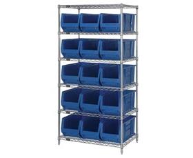 CHROME WIRE SHELVING UNITS WITH HULK CONTAINERS
