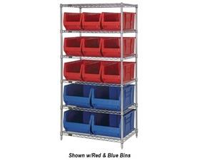 CHROME WIRE SHELVING UNITS WITH HULK CONTAINERS