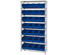 CHROME WIRE SHELVING UNITS WITH ULTRA BINS