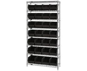 CHROME WIRE SHELVING UNITS WITH ULTRA BINS