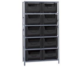 SHELVING UNITS WITH STACKABLE STORAGE BINS