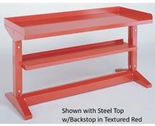 ADJUSTABLE HEIGHT IRON-I WORK BENCH WITH SHELF AND RAILS